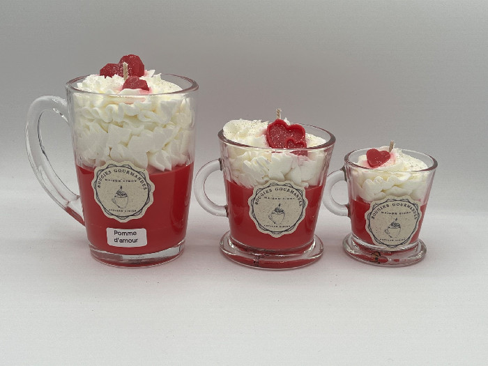 Bougie Gourmande Parfum Pomme D'Amour 150g - Fait Main - Neuf En Pot